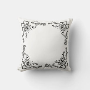 Hearts with Flowers and Butterfly in Tattoo Style Throw Pillow