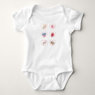 Hearts with flowers baby bodysuit