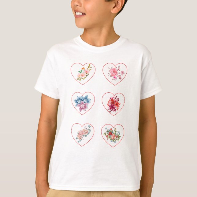 Hearts with flowers T-Shirt (Front)