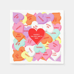 Hearts with Sayings Valentine's Day Paper Napkins