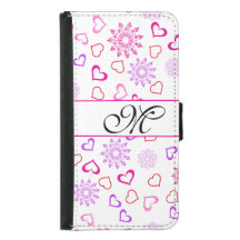 Hearts with Snowflakes with Custom Monogram