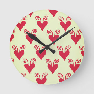 Hearts with Swirls Round Clock