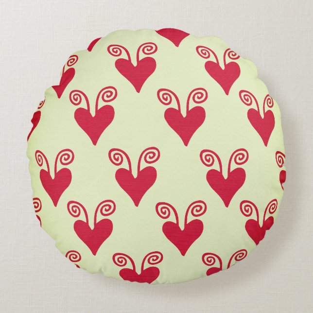 Hearts with Swirls Round Pillow (Front)