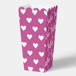Hearts XOXO Pattern Magenta Hot Pink and White Favor Box