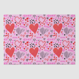 Hearts, XOXO Pink Pattern  Tissue Paper
