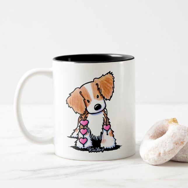 Heartstrings Brittany Personalized Two-Tone Coffee Mug (With Donut)