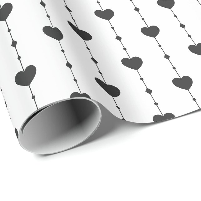 Heartstrings in Black Wrapping Paper (Roll Corner)