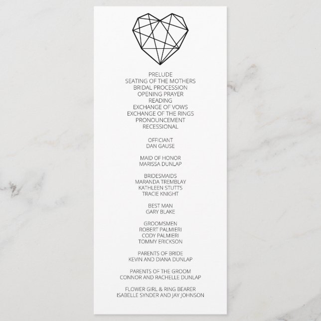 Heartstrings Wedding Program (Front)