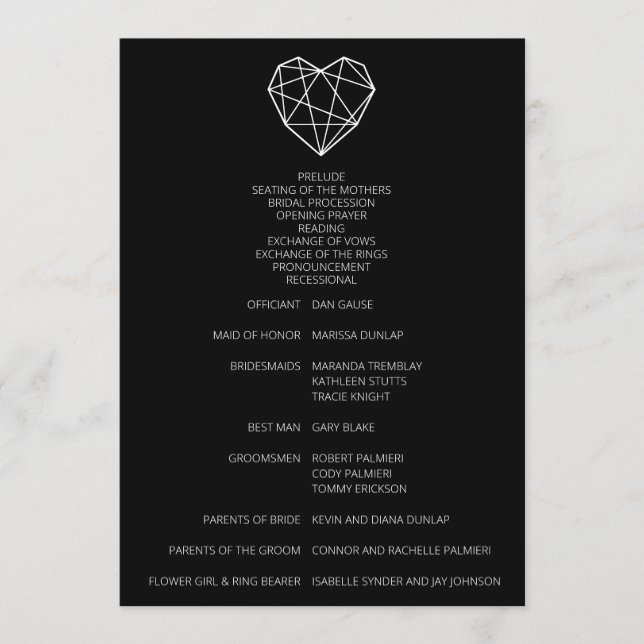 Heartstrings Wedding Programme (Devant)