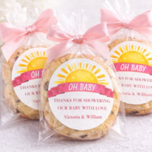 Heartwarming Blush Soft Oh Baby Thank You Classic Round Sticker