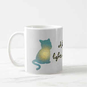 Heartwarming Cat Silhouette with Glowing Heart Mug