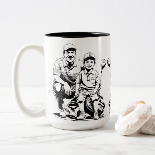 Heartwarming Dad & Son Golf Moment on fathers day Two-Tone Coffee Mug