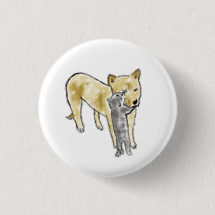 Heartwarming Dog and Cat Best Friends 1 Inch Round Button