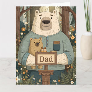 Heartwarming Father's Day Illustration of Bears Card