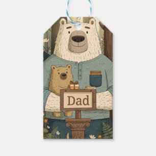 Heartwarming Father's Day Illustration of Bears Gift Tags