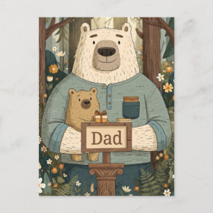 Heartwarming Father's Day Illustration of Bears Postcard