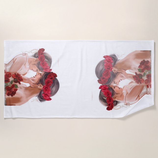 Heartwarming Floral Personalized Gift Beach Towel (Front)