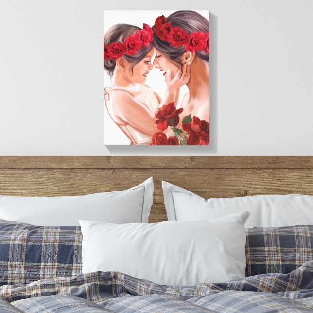 Heartwarming Floral Personalized Gift Canvas Print (Insitu(Bedroom))