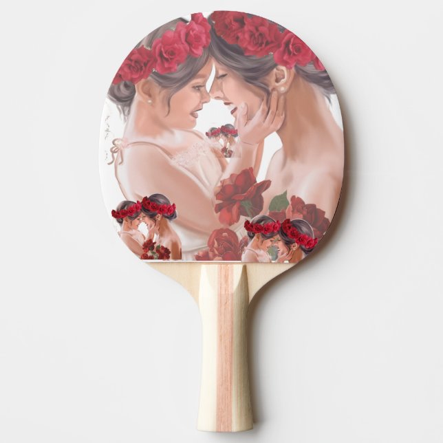 Heartwarming Floral Personalized Gift Ping Pong Paddle (Front)