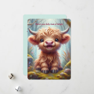 Heartwarming Highland Calf Flat Greeting Card