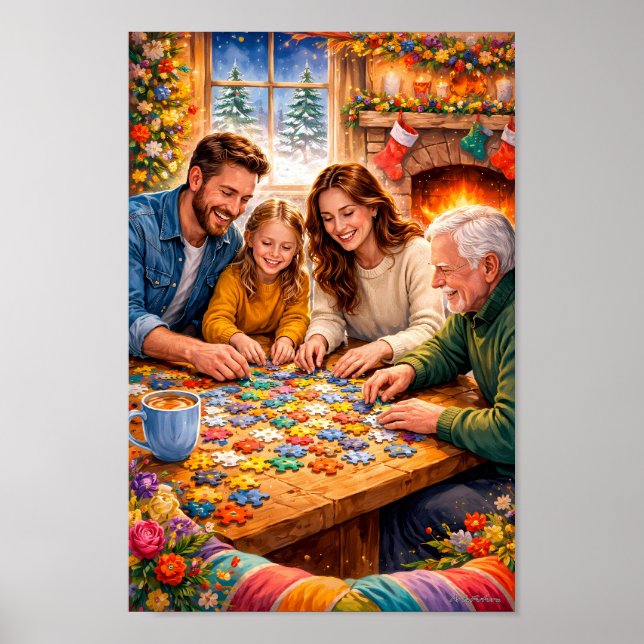 Heartwarming Holiday Puzzle Scene Poster (Front)