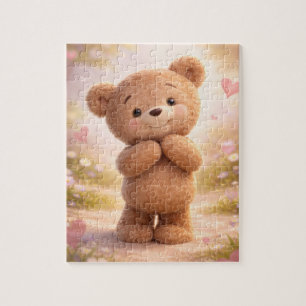 Heartwarming Love: Cute 3D Cartoon Teddy Jigsaw Puzzle