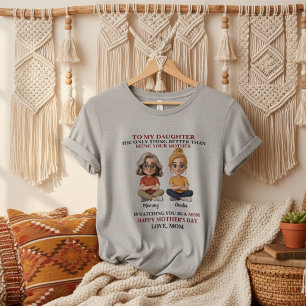 Heartwarming Mother Daughter Cartoon Red Quote T-Shirt