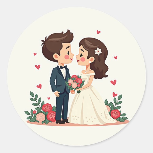 Heartwarming Wedding Couple Sticker (Front)