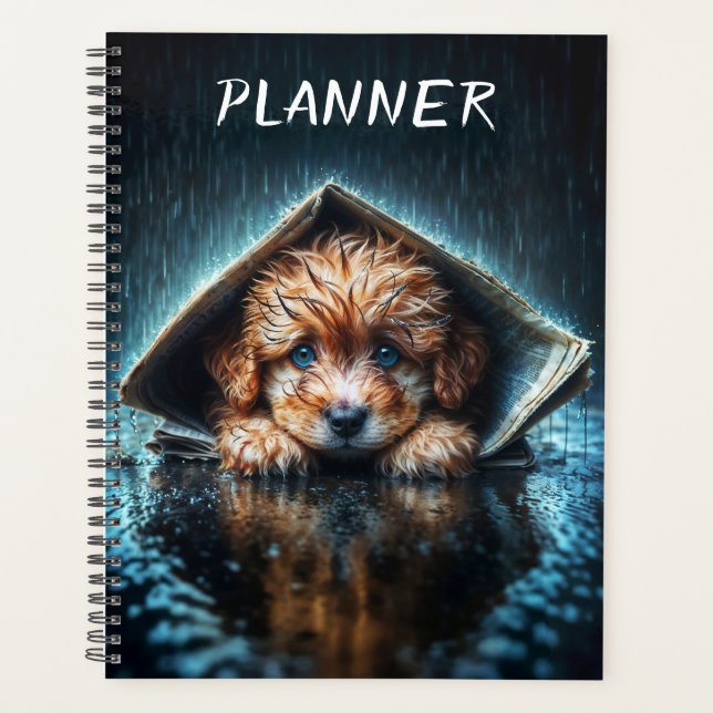 Heartwarming wet canine in stormy weather planner (Front)