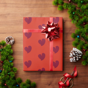 Hearty Hearts - Burgundy and Red - Wrapping Paper