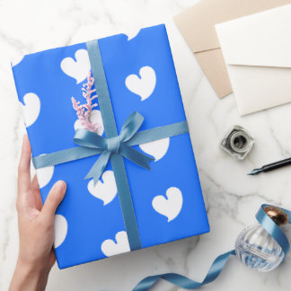 Hearty Hearts - White and Blue - Wrapping Paper
