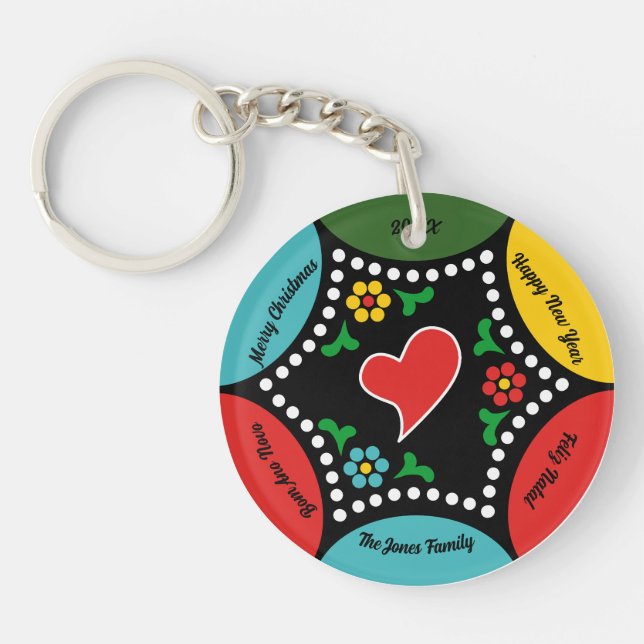 Hearty Portuguese Christmas Keychain (Front)