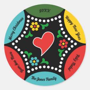 Hearty Portuguese Christmas Party and Gifts Classic Round Sticker