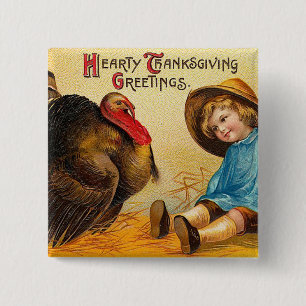 Hearty Thanksgiving Greetings 2 Inch Square Button