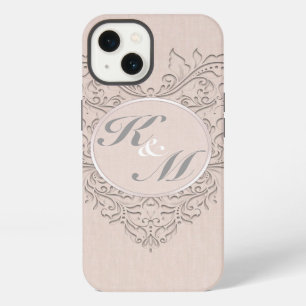 HeartyChic Coral linen Damask Heart iPhone 13 Case
