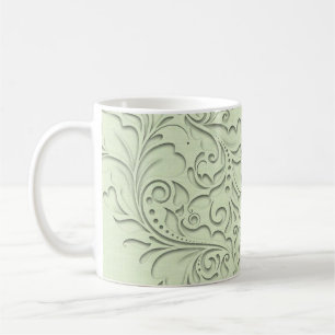 HeartyChic Lime Green Damask Heart linen (image) Coffee Mug