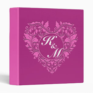 HeartyParty Pink And Cherry Damask Heart Binder