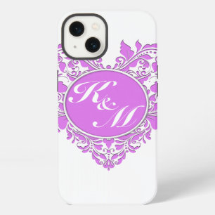 HeartyParty Pink And White Damask Heart iPhone 13 Case