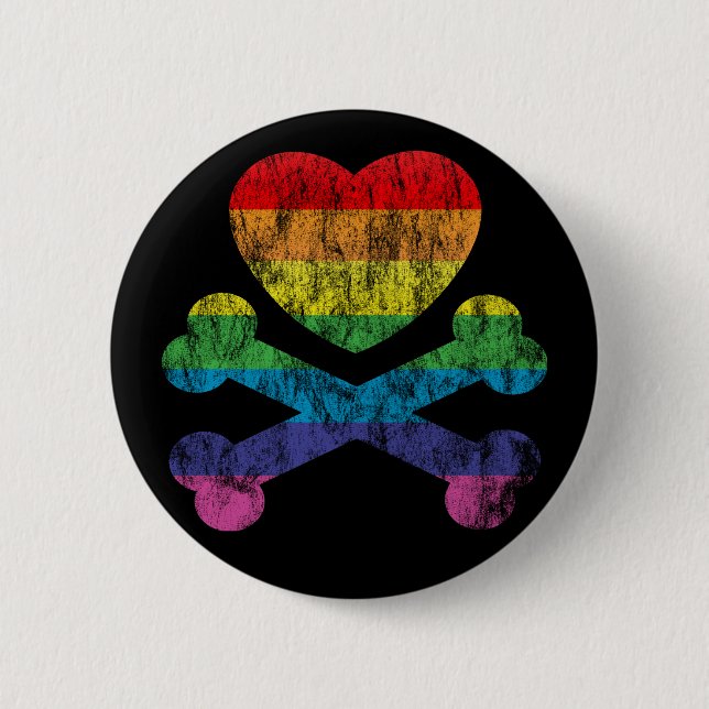 heartz and bones. 2 inch round button (Front)