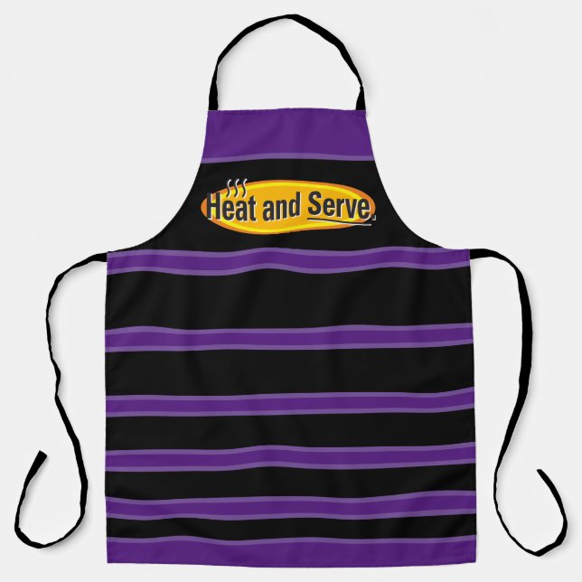 Heat and Serve Black Text Stripes Gfx Apron (Front)