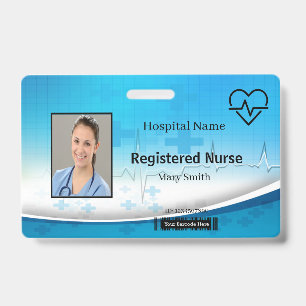 Heat Beat Lifeline Cross Medical Photo ID Badge