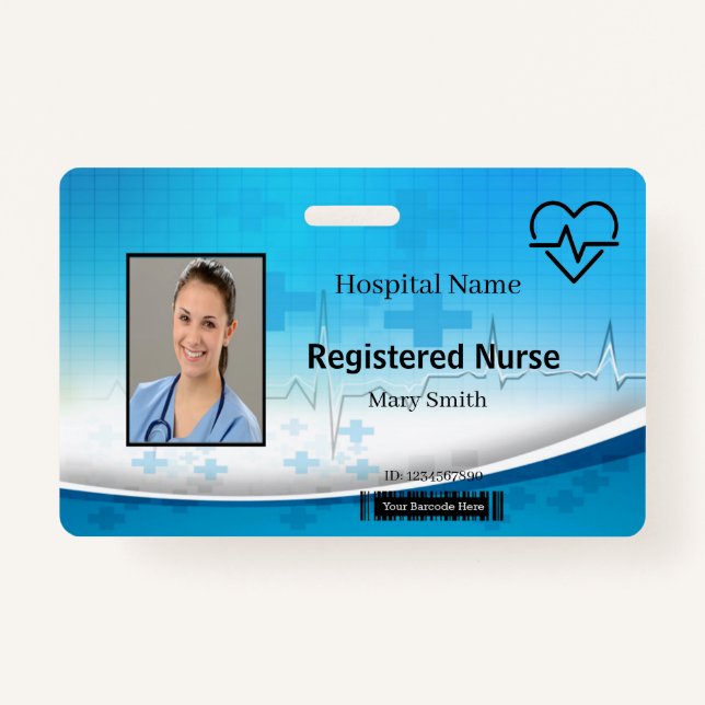 Heat Beat Lifeline Cross Medical Photo ID Badge (Front)
