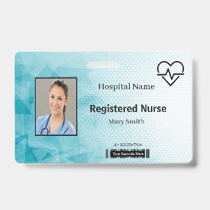 Heat Beat Lifeline Geometric Medical Photo ID Badge