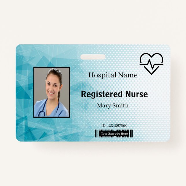 Heat Beat Lifeline Geometric Medical Photo ID Badge (Front)