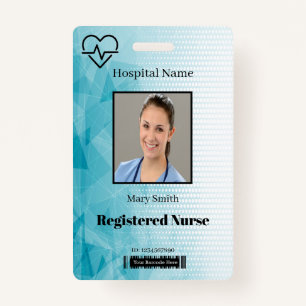 Heat Beat Lifeline Geometric Vertical Photo ID Badge