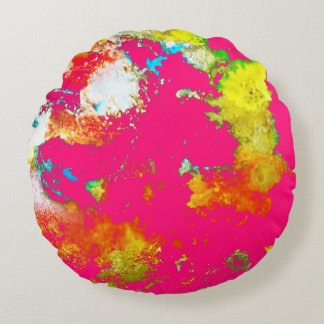 Heat Map Pink Round Pillow