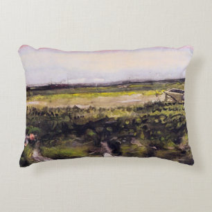 Heath with a Wheelbarrow by Vincent van Gogh Decorative Pillow