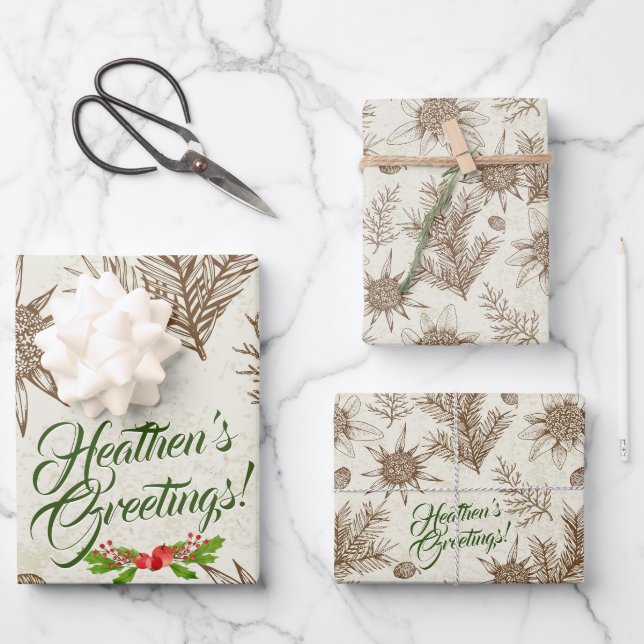Heathen's Greetings! Atheist Wrapping Paper (Front)