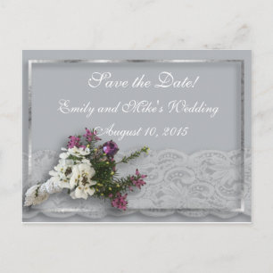 Heather and Lace Save the Date Postcard