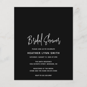 Heather Black Modern Budget Bridal Shower Invite